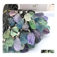 Arts And Crafts Bk Natural Yellow Crystal Stone Fluorite Charms Amethyst Irregar Shape Pendants For Necklace Earrings Jewelry Making Dhqca
