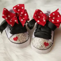 İlk Walkers Dillling Polka Dot Little Cutie Yıldız Sneaker Sparkle Bebek Tuval Ayakkabı Çarpıcı Pram 0-1y Prenses Kız