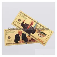 Party Favor Home Trump 2024 Gold Foil Color Printing Paper U.S. Presidential Campaign Collection Us Commemorative Voucherzc1148 Drop Dhnsh