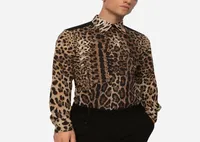 DSQ Phantom Turtle Leopard Print Cotton Shirt Mens Designer Shirts Clothing Men Men de robe à manches longues Shirt Hip Hop Style Tops 81603404