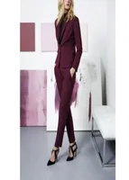 Burgundy Women Ladies Business Office Licexedos Формальная работа носить новые модные костюмы 2 штуки брюки на заказ5562548