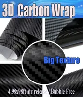 Svart 3D Big Texture Carbon Fiber Vinyl Film Air Bubble Car Styling Tjocklek 018mm kol b￤rbar dator 152x30mrol4127320