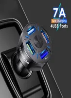 Carregador de carro Multi USB com 48W Quick 7A Mini Fast Charging QC30 4 Portas para iPhone 12 Xiaomi Huawei Adaptador de telefone celular Android9578090