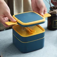 Ensembles de vaisselle Ins Portable 2022 Boîte à lunch à four à micro-ondes à double couche avec repas Bento Plastic