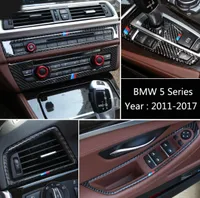 Kolfiberklisterm￤rke f￶r BMW 5 -serie F10 F18 CAR CENTER CONSOL COVER Luftkonditioneringsuttag Dekorativ ram Auto Accessor5798092