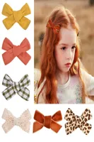 1pcコットンリネンヒョウ柄の髪の弓baby bady baby baught for badead hair clips barrettes hairpins headwearアクセサリー6497985