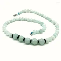 Choker 49-50 CM Long Nature Aquamarines Crystal 8-12 MM Round Bead Necklace For Women Party Jewelry Not Glass Really Blue Color Stone