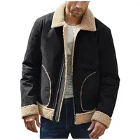 Men&#039;s Trench Coats Men&#39;s Solid Color Frosted Fleece Composite Coat Long Sleeve Zipper Lapel Thick Winter Jackets 2022 Women&#39;s