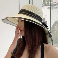 Beanie/Skull Caps Straw Hat Summer New Style Black Mesh Female Summer Sunscreen Cover Seaside Semester Foldbar Beach Hat Sun Visor T221201