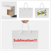 DIY sublimering wrap vitbokspåsar med handtag present shopping för shopping varor detaljhandelsparti bulkbox