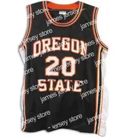 Basketbol Formaları Ucuz Özel Retro #20 Gary Payton Oregon State Beavers Basketbol Forması Erkekler Siyah Turuncu Dikişli Her Boyut 2xs-3xl 4xl 5xl İsim Numarası