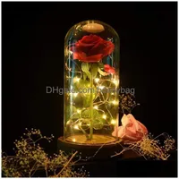装飾的な花の花輪のローズLEDガラスドームドームレッドローズバレンタインマザーズデイスペシャルロマンチックギフト20220107 Q2ドロップデリバリーDH3FG