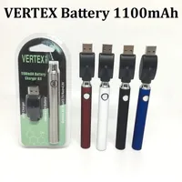 510 Thread Battery Vertex 1100mah Preheat Vape Battery 3.4V 3.7V 4.0V Adjustable Voltage for carts Vaporizer Pen with USB Chargers blister packaging