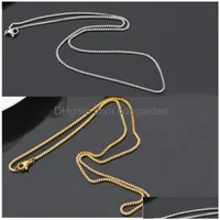 Kedjor Fashion Box Chain 18K Gold Pure Plated Sier Halsband Långa smycken för barn Boy Girls Womens Mens 1mm 2011 C3 Drop Delive DHCNZ