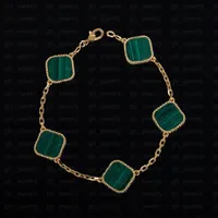 Solid 925 silver charm l￤nk kedja armband smycken lyxig designer l￤nk armband fyrblad kl￶ver blomma cleefs kvinnor mode 18k guld halsband elegant k￤rlek g￥va