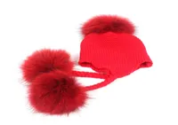 Baby Kids Real Fur Bobble Hat 3 Raccoon Girls Boy Gabs Preciosa linda Chirstmas Año Nuevo para 16 años para niños Fur Hat2297739