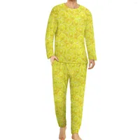 ملابس الليمون للرجال للرجال طباعة بيجاماس فنية رقمية طويلة الأكمام