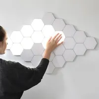 Brelong LED Quantum Hexagonal Wall Lamp Modular Touch Sensor Light Light Light Light DIY Criativo Geométrico Montble254j
