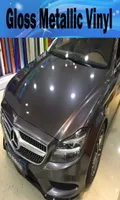 Gunmetal Metallic Gloss Grey Vinyl Car Wrap Film med Air Release Antrazit Glossy Grey Candy Car som t￤cker klisterm￤rken Storlek 15220M6717657