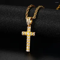 Chains Christianity Iced Out Cross Pendant Necklaces Women Mens Hip Hop Jewelry Cubic Zircon Rapper Gift