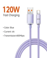 6A 120W Snabbladdning av USB Typ C Kabel Data Cord Wire Charger f￶r Samsung Galaxy Z Fold 4 Huawei P50 Pro Xiaomi 25100150200CM9526217