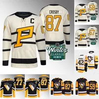 Sidney Crosby Pittsburgh Penguins 2023 Zima klasyczna koszulka Jeff Carter Evgeni Malkin Jake Guentzel Kasperi Kapanen Bryan Rust Kris Letang Tristan Jarry Jerseys