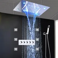 Luxury Rainfall Shower Systems Concealed LED shower head Massage Waterfall Faucets 4 inch Body Spray Jets for bathroom Shower Set271M