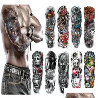 Tatuaggi temporanei impermeabili impermeabili armi fl braccio grande skl antichool tatoo adesivi flash falsi per gli uomini le donne cadono consegna salute dhxfm dhxfm