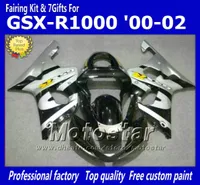 Custom motorcycle fairings with 7gifts for SUZUKI GSXR 1000 K2 2000 2001 2002 GSXR1000 00 01 02 R1000 silver black fairing kit dd51290864