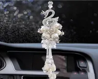 Внутренние украшения Diamondstudded Swan Car Care Creative Creative Crystal Crystal Beetview Mirror Lady Hanging7672444