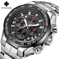 NEW WWOOR High Quality Seven Needle Man Motion Section Steel Bring Quartz Waterproof Wrist Watch Chronograph Watches Wholes Wr268r