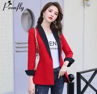 Women039s Suits Blazers PEONFLY Spring Slim Women Formal Office Work Single Button Notched Patchwork Ladies Coat Fashion Blaz2977681