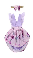 Mikrdoo Toddler Baby Girl Clothes Floral Dress Lace Ruffle Sleeve Romper With Headband 2Pcs Kids Irregular Clothing Outfit5535135
