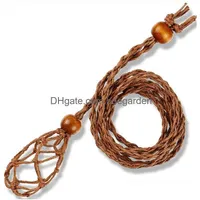 Pendant Necklaces Ecofriendly 100 Linen Cord Bead Necklace Interchangable Rame Crystal Pouch Net C3 Drop Delivery Jewelry Pendants Dhin8