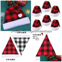 Juldekorationer gåvor ADTS Vinterhattar Julor Plaid Lady Man Keep Warm Hat Red White Squares 4 8sh J2 Drop Delivery Home Dhkmo