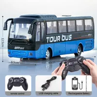 Electric/RC Car Favoritsimulering Stor utökad buss Electric Remote Control Vehicle Strong Power Cool Light Children's Toy Gift Collection T221214