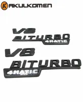 2PCSPAIR BLACKSILVER 3D V8 Biturbo 4Matic Amblem Rozeti Çıkartma Çıkartma Benz CL63 CLS63 E63 C63 S63 AMG8056847