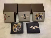 Hombres dise￱adores de animales moda billetera corta cuero negro serpiente tigre bee mujeres titulares de tarjetas de cartera de lujo guccie para billeteras con caja de regalo