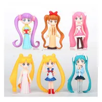 6pcs Set sevimli Janpanese Girls bebekler anime aksiyon figürleri karakter figürleri oyuncaklar model süs kitleri çocuk hediyesi291m