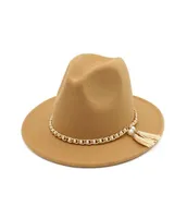2019 yünlü keçe şapka panama caz fedoras şapkalar payı inci vintage kapak resmi parti ve sahne üst şapkası kadınlar için üst şapka unisex3608354