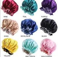 Silk Night Cap Hair Clippers Hut Doppelseite Wear Women Head Cover Schlafkappe Satin Motorhaube für schöne Haare aufwachen perfekt täglich Großhandel SS1216