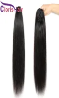 Silky Straight Ponytail Extensions 100 Human Hair Claw On Clip In Pieces Brazilian Virgin Natural Pony Tail For Black Women6080328