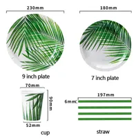 Disposable Dinnerware Hawaiian Party Decor Palm Leaves Bunting Banner Paper Plates Cup Napkins Disposable Tableware Set Summer Tropical Party Supplies T221216