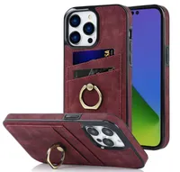 Luxury Designer Retro Card Slot Leather Cases Ring Buckle Bracket Telefonfodral f￶r iPhone 14 13 12 Pro Max Mini 11 Pro XS X XR 6S 7 4672804