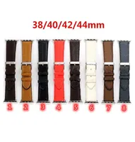 Bandas de reloj de cuero para Apple Watch Strap 7 6 5 4 3 Series iwatch 41 mm 45 mm 44 mm 44 mm de flores marrones cl￡sicas pulsera suave de lujo D3734497