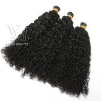 P￩ruvien I Tip Hair Extensions Custom Customy Curly 100 STOMS PRE BONDED Stick I Tip Keratin Fusion Human Hair Extension 3492503