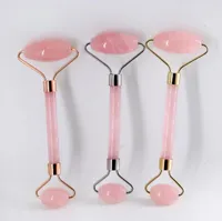 JD003 Rose Quartz Roller Double Head pink jade roller facial Massager welded integrated metal with gift box and guasha board8478215