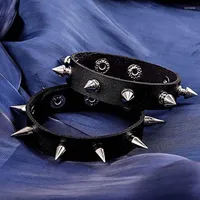 Charm Bracelets Unique Pointed Bracelet One-row Spike Rivet Punk Gothic Rock Unisex For Women Bangles Fashion Jewelry Cuff Wristband