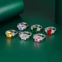 Fashion Square Pink Zircon Rings Couples Engagement Rings Luxury Jewelry Ladies Wedding Anniversary Present grossist