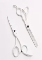 C1010 6QUOT Giappone Logo personalizzato White Professional Human Hair Scissors Barber039s Scissori per parrucchiere che tagliano diradamento SH8609028
